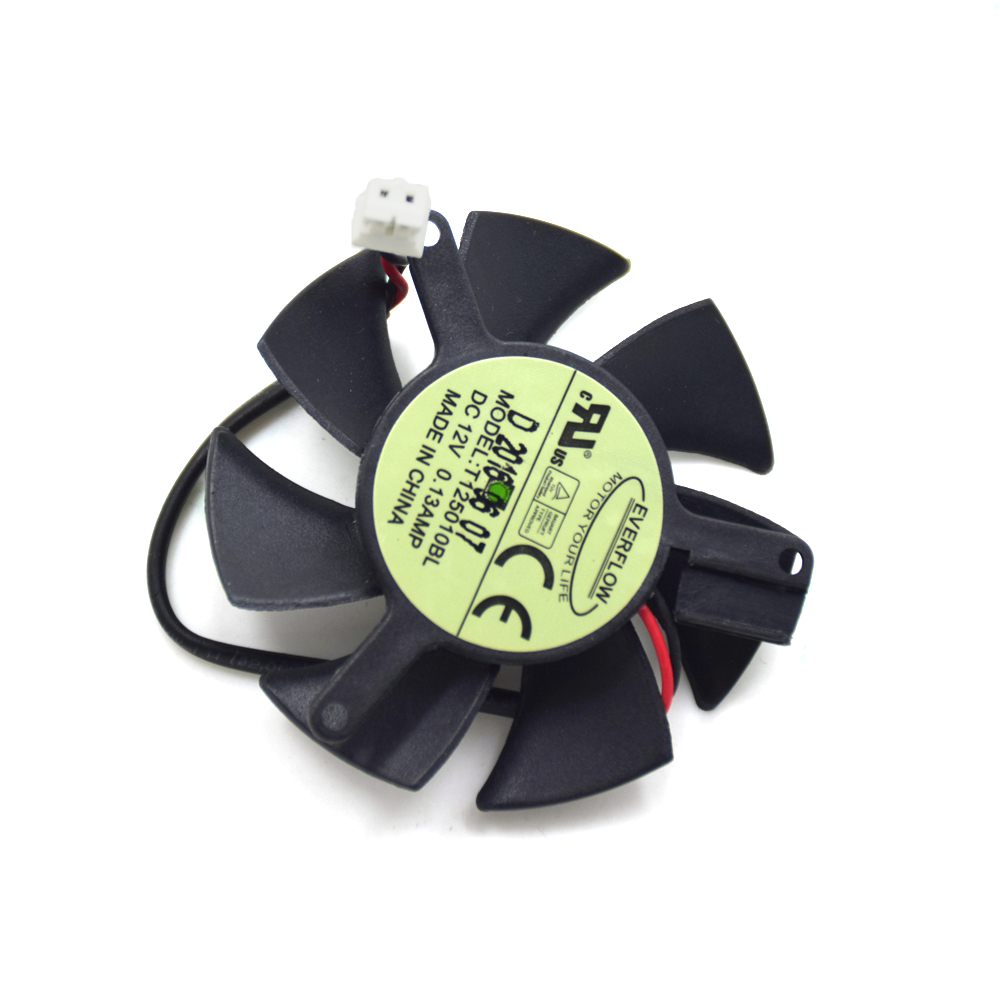 New Original 47MM Everflow T125010BL DC 12V 0.13AMP 2.0 2PIN 40MM GV-N620D3 Graphics Card Cooler Fan