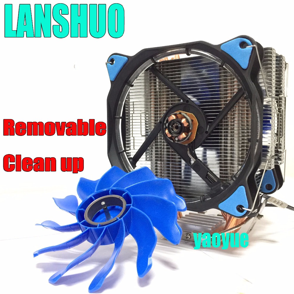 LANSHUO PC AMD Intel Processor cooling 12cm mm 6 Heat Pipe Heat Sink Radiator Fan LED CPU Cooler LGA 775 115X 1366 2011 AM3 AM4