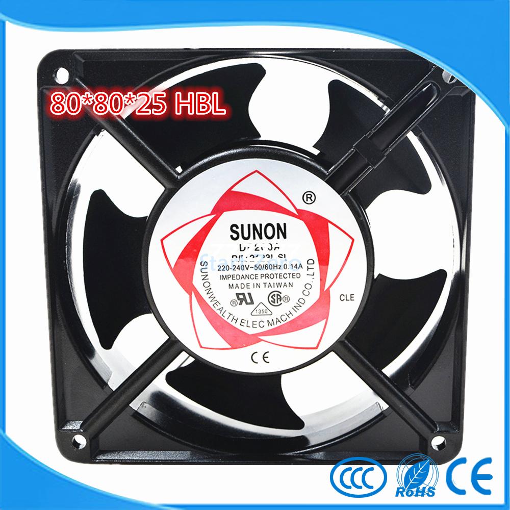 SUNON SF 8025 AT / AC 220 Axial flow fan 2082 HBL Industrial Cooling Fan 2 Wires 80*80*25mm double ball bearing