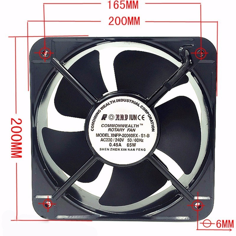 New FP20060EX-S1-B 20CM 200x200x60 MM 20060 AC 220V Double Ball Bearing Case Industrial Axial Fan