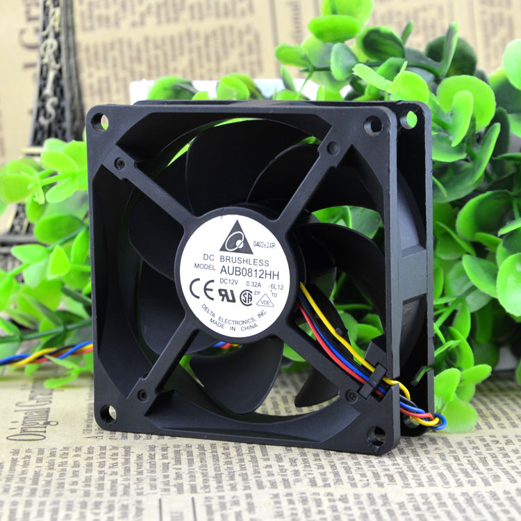 Free Delivery. 8025 12 v 0.32 A AUB0812HH 4 line temperature control 8 cm chassis fan cooling device