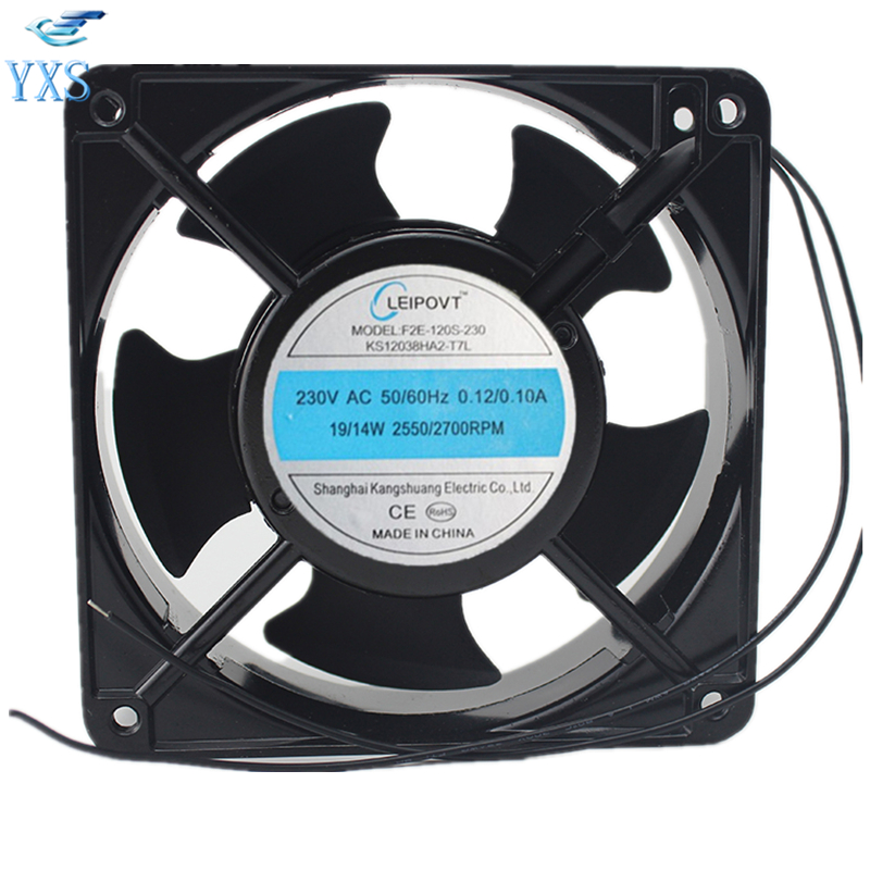 F2E-120S-230 AC 230V 0.12A/0.11A 50/60HZ 19W/14W 2700RPM 2 Wires 12038 12cm 120*120*38mm Electric Cabinet Cooling Fan