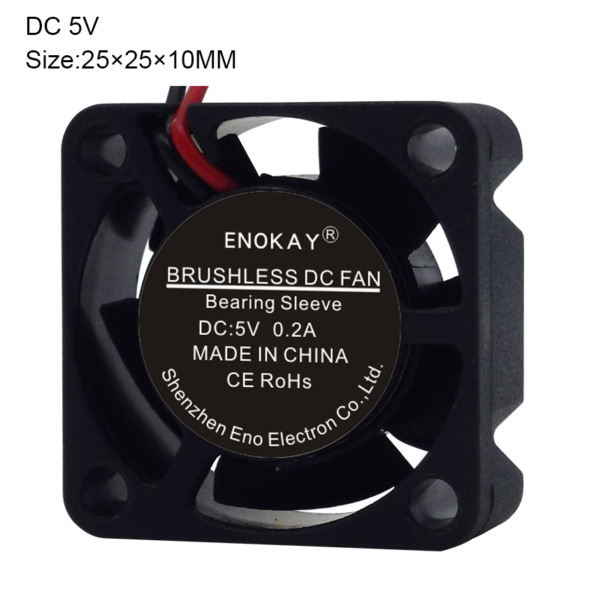 10PCS Enokay 2Pin 25MM 25x25x10mm 2510 DC Axial 5V 12V Cooler Fan