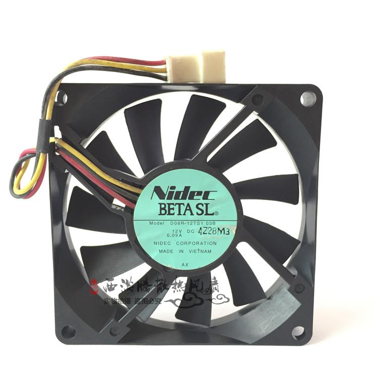 Free shipping original NIDEC D08R-12TS1 03B 8015 12V 0.09A 8CM 80 * 80 * 15MM3 line ultra-quiet cooling fan