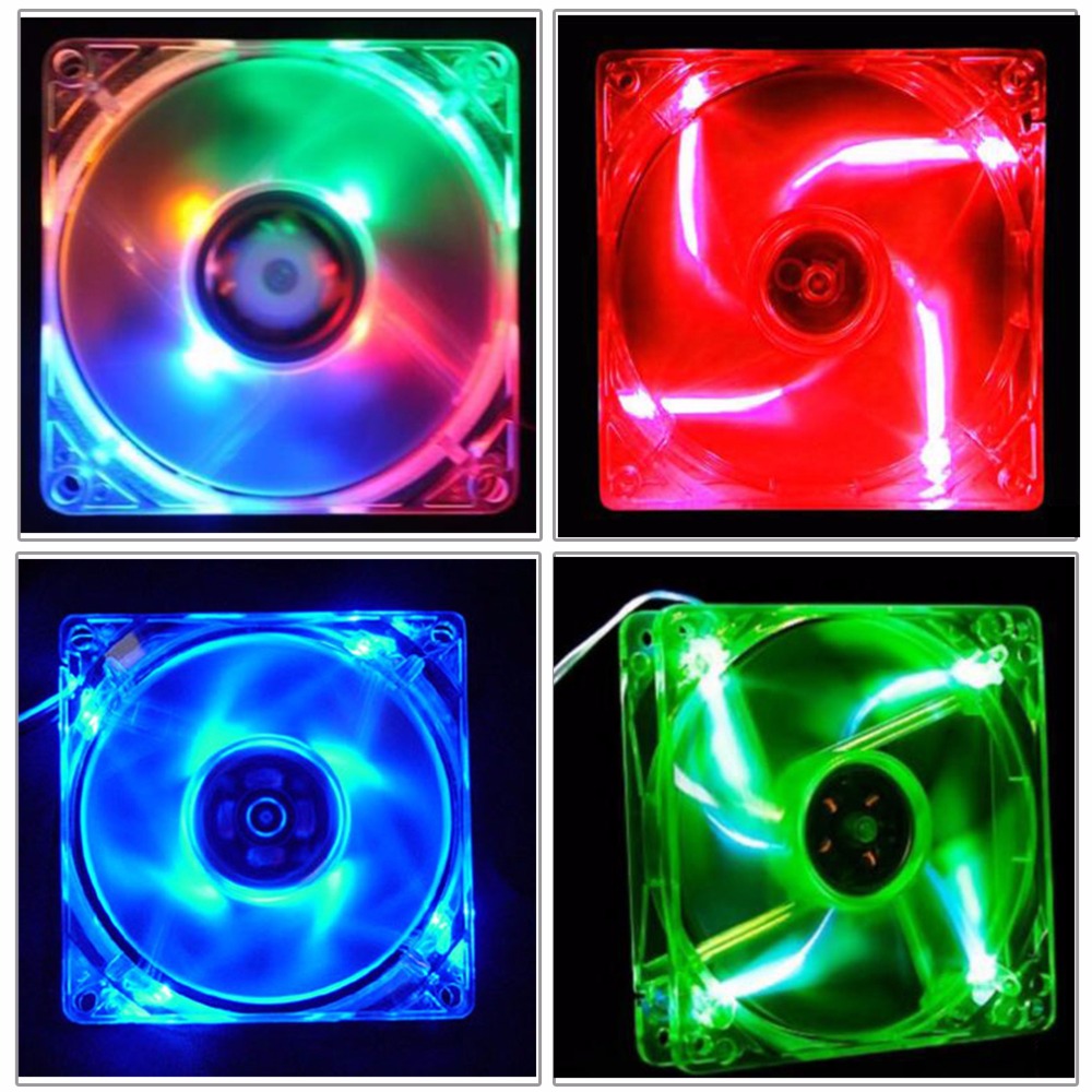 80x80x25mm 80mm 8CM 8025 Computer PC Square CPU 4Pin Cooling Fan With 4-LED Lights Chassis Fan 4D Plug Axial Fan Lots