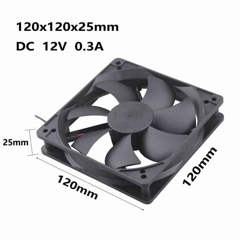 5 pieces Gdstime Two Ball Bearing 120mm x 25mm 12cm DC 12V 5 inches Axial Cooling Fan 120x25mm PC CPU Cooler 0.3A