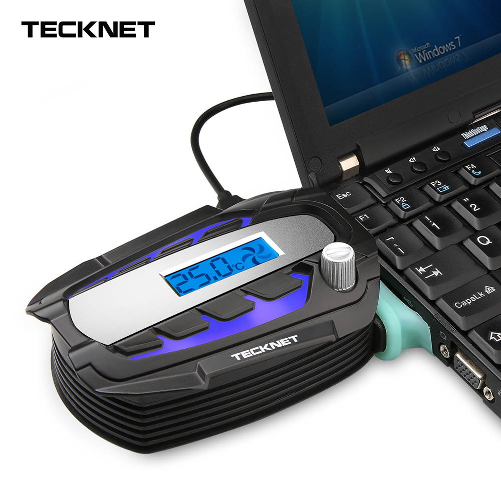 TeckNet Portable Notebook Laptop Cooler USB Fan Cooling Air Cooler Speed Adjustable with LCD Temperature Display for 12-17 inch