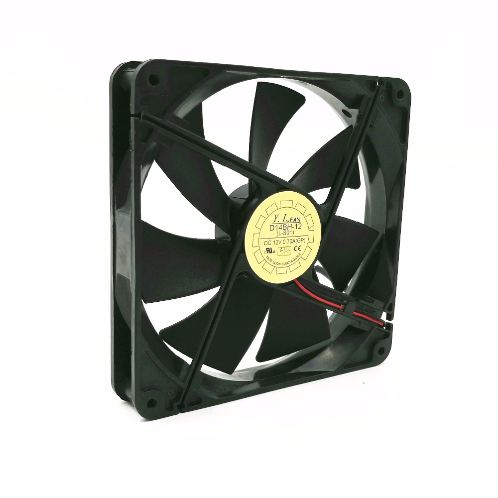 2pcs 12V 0.7A axial cooling fan 14cm 14025 Power Fan D14BH-12 Silent Cooling Fan