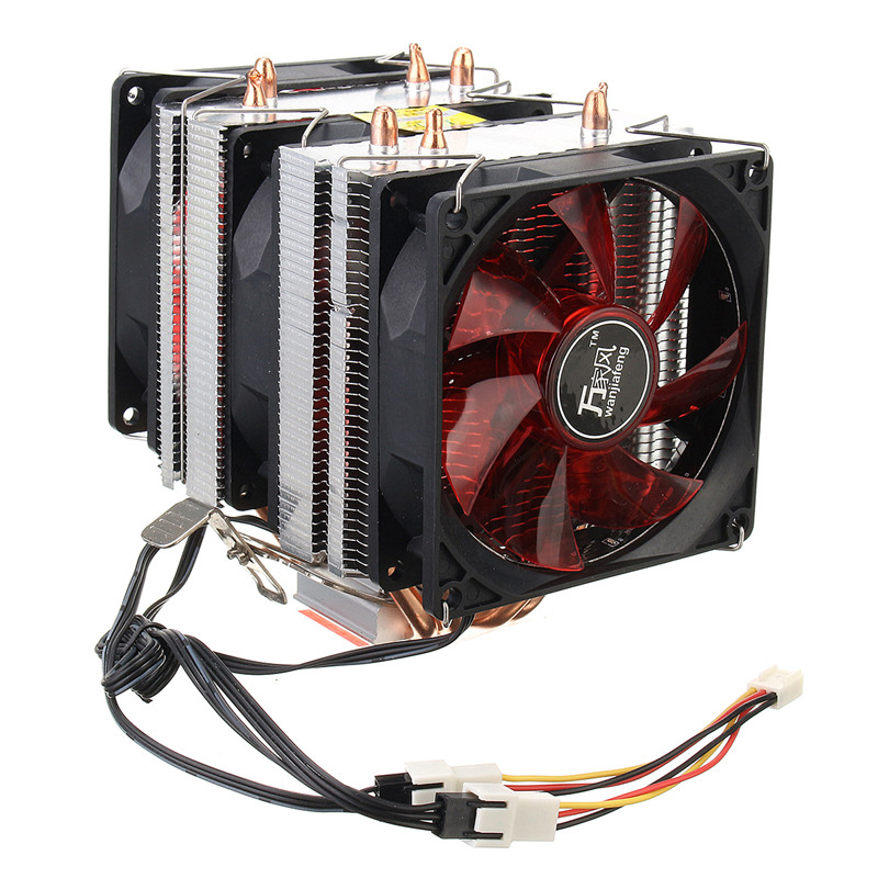 Hot Sale Red LED CPU Cooler Fan 4 Copper Pipe Cooling Fan Aluminum Heatsink for Intel LGA775 / 1156/1155 AMD AM2 / AM2 + /AM3 ED