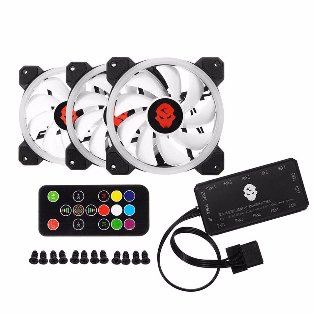 Computer PC Cooler Cooling Fan Double Ring 366 Modes 10 Level Adjust Speed RGB LED 120mm Cooling Fan For CPU High-airflow