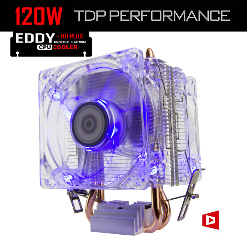 ALSEYE CPU Cooler TDP 120W Dual 80mm LED Fan 2200RPM & 2 Heatpipes Heatsink Radiator for i3/i5/i7 LGA 775/115x/1366 / AM2+/ AM3+