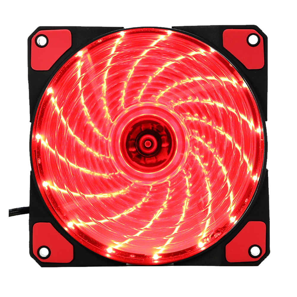 15 Lights LED PC Computer Chassis Fan Case Heatsink Cooler Cooling Fan DC 12V 4P 120*120*25mm red