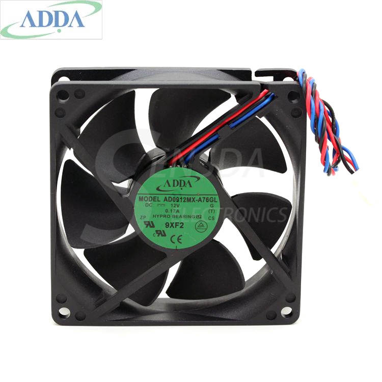Original ADDA AD0912MX-A76GL G (TCDL1) PN:X755M DC 12V 0.17A Server Square cooling Fans 3-wire