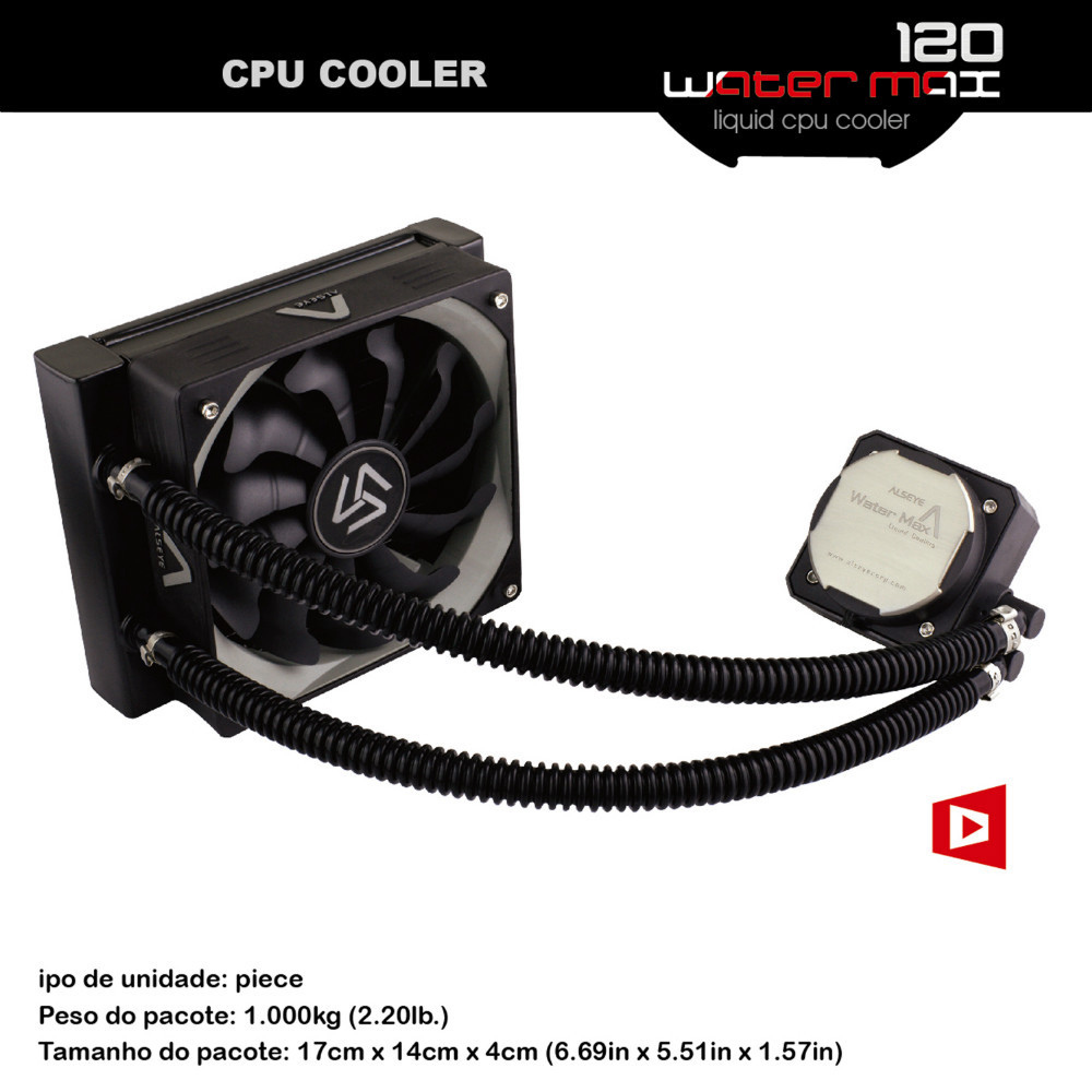 ALSEYE CPU Water Cooler PWM 120mm Fan TDP 280W CPU Water Cooling for LGA775/115X/1366/2011/AM2/AM3/AM3+/AM4