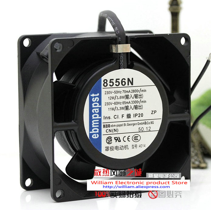 Original German EBMPAPST 8038 8cm 230V 8556N all-metal high-temperature cooling fan