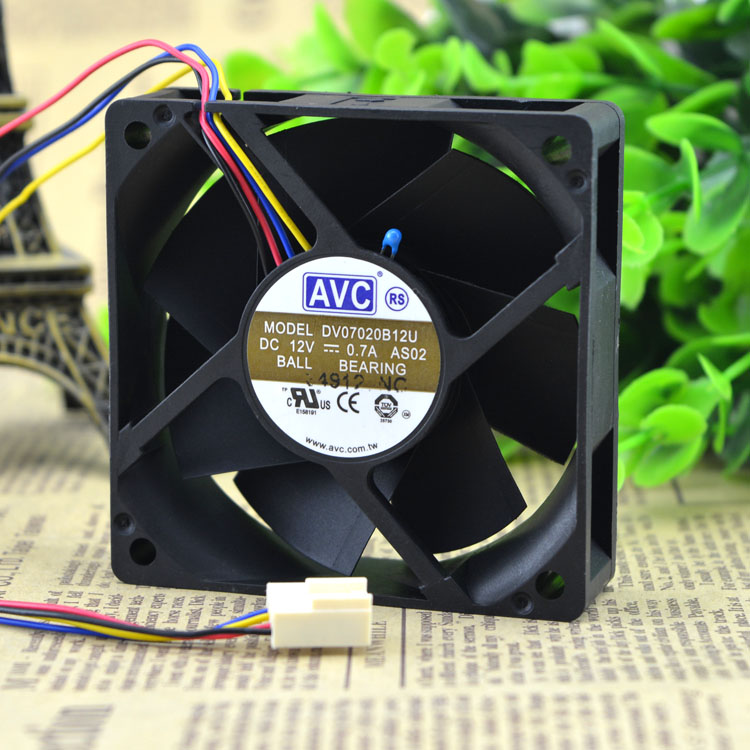 Original AVC DV07020B12U 7020 70*70*20mm 7cm DC 12V 0.7A dual ball bearing server inverter cooling fan