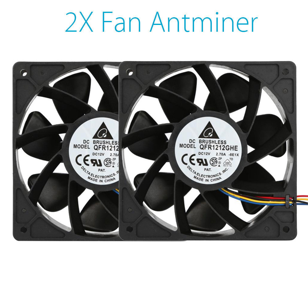 mokingtop 120*120*38mm 2x 6000RPM Cooling Fan Replacement 4-pin Connector For Antminer Bitmain S7 S9 Black