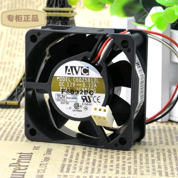 Free Shipping AVC C6025B12L 6cm 6025 6*6cm 60*60*25mm 12V 0.12A Server Inverter Fan cooling Fan