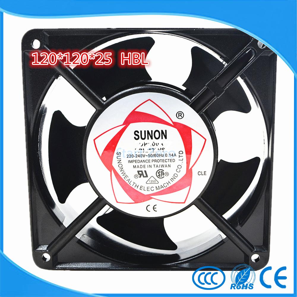 SUNON 12025 HBL Axial flow fan AC220V cooling fan blower 120*120*25mm double ball bearing NEW