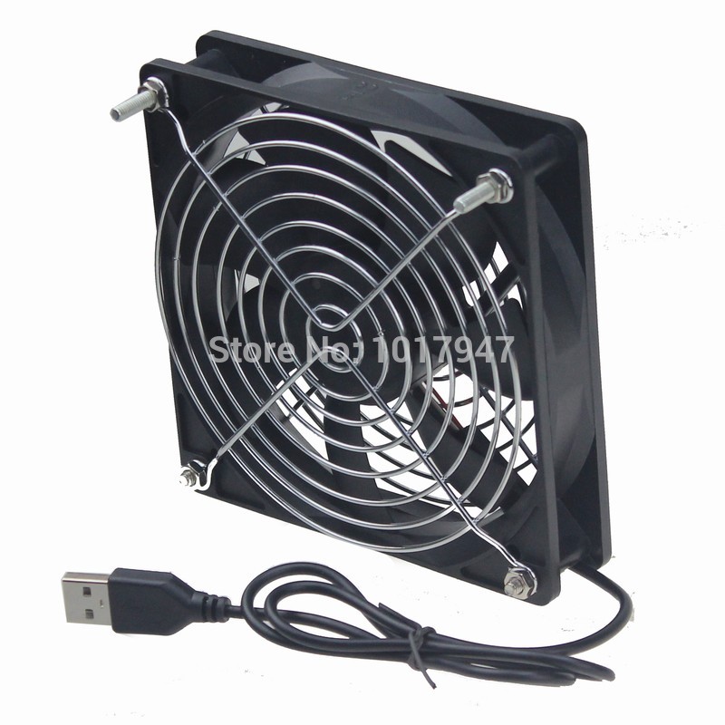 1 Set Gdstime 120mm 12cm 5 inches 5V USB Power Cooling Fan For TV Box Router Cooler with Screw and Filter