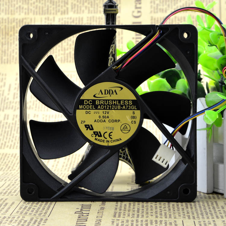 ADDA AD1212UB-A73GL 12025 120*120*25mm 12CM DC 12V 0.50A 4-wires temperature control box cooling fan