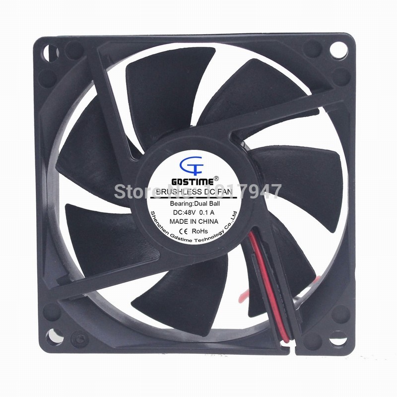 2Pieces LOT Gdstime Gdstime Ball DC 48V 2Pin 80mm 80mm*25mm 8025 Exhaust Cooling Fan