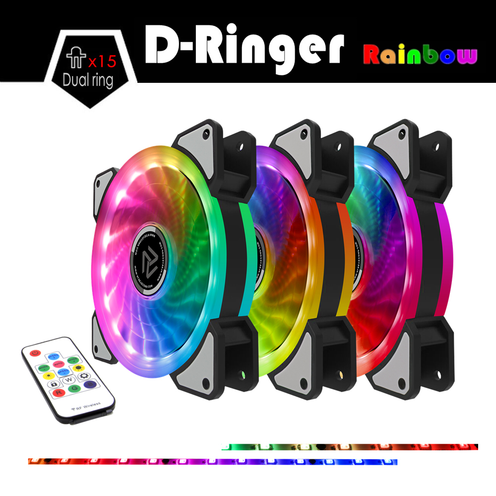 Aigo aurora C5 rainbow lights Colorful RGB Adjustable Colour Fan 120mm LED PC Computer Cooling Cooler Silent Case Fan controller