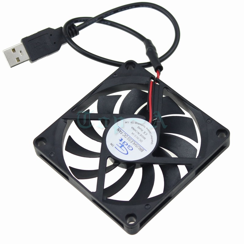 Gdstime 2pcs/lot USB Power 5V 80mm DC Brushless Cooling Fan 80x80x10mm For PC Computer Case Cooling