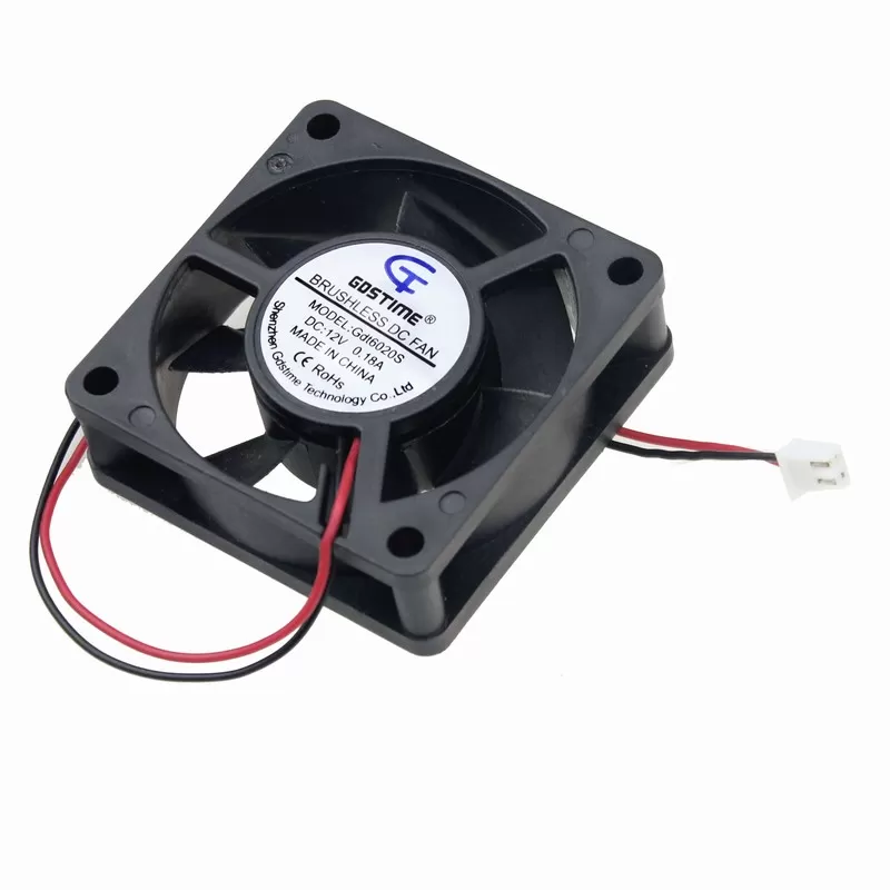 thumbnail image 2 of Gdstime 60x60x20mm 12V Cooling Fan – 2-Pin, 60mm PC Case Fan (2-Pack) 2 of 4