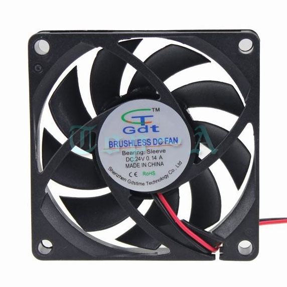 Gdstime 200 pcs 2Pin 7cm Computer Case PC Fan 70mm x 15mm 7015 DC Brushless Cooling Fan 24V CPU Cooler 12cm Black 70x70x15mm