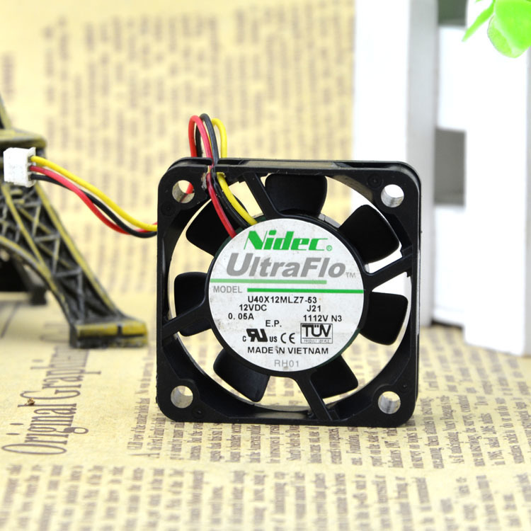 Nidec U40X12MLZ7-53 4cm 40*40*10MM 4010 DC 12V 0.05A 3 line ultra quiet cooling fan