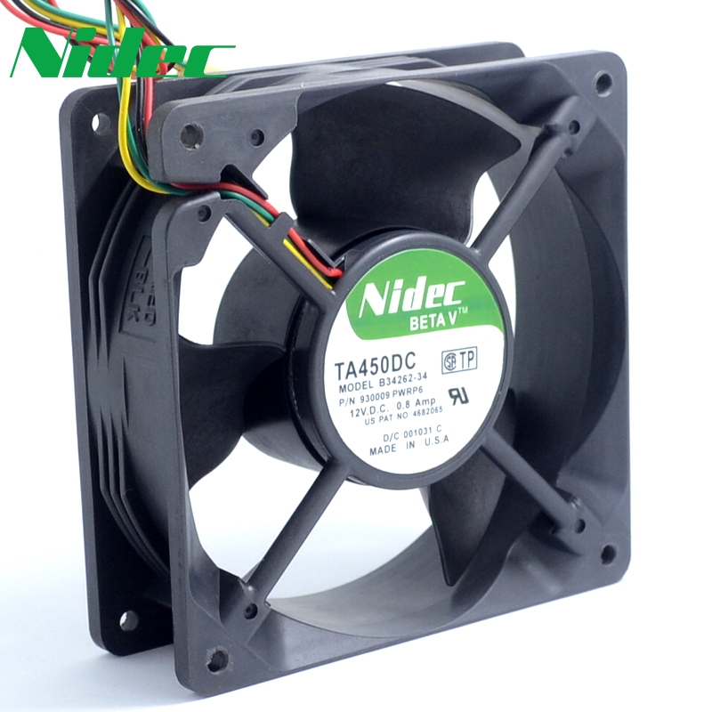 Nidec TA450DC B34262-34 12V 0.8A 138 12cm large air flow cooling fan 1*1*38mm