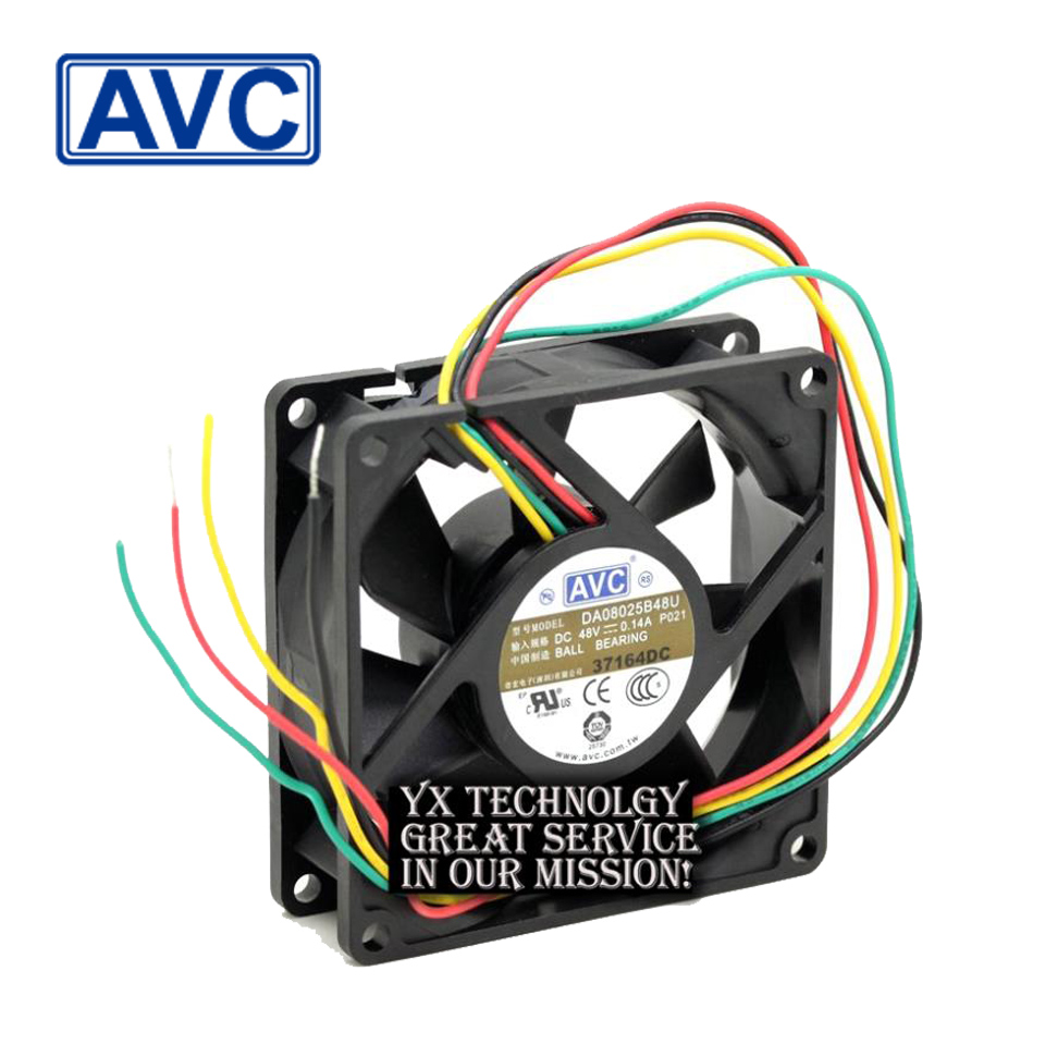 AVC P021 DC48V 0.14A DA08025B48U 4-wire server inverter industrial case cooling fans 80x80x25mm