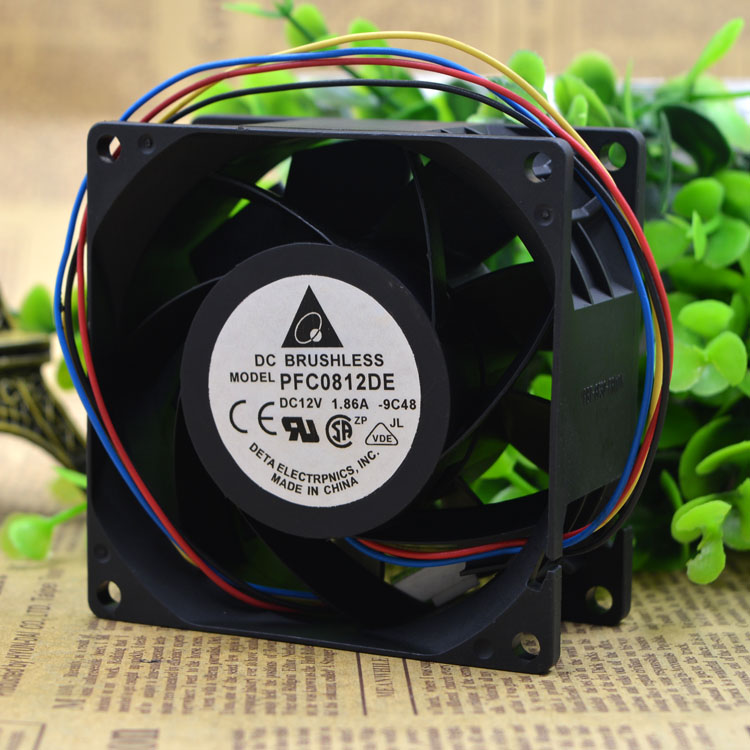 Four-wire PWM 12V 3.3A 1.2A PFC0812DE 8CM server cooling fan