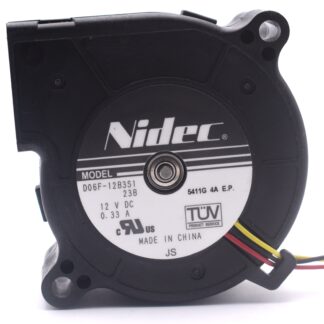 Nidec Original D06F-12B3S1 Double Ball Bearing 6025 60*60*25mm Computer Laptop Blower Cooling Fan DC 12V 0.33A 3.96W