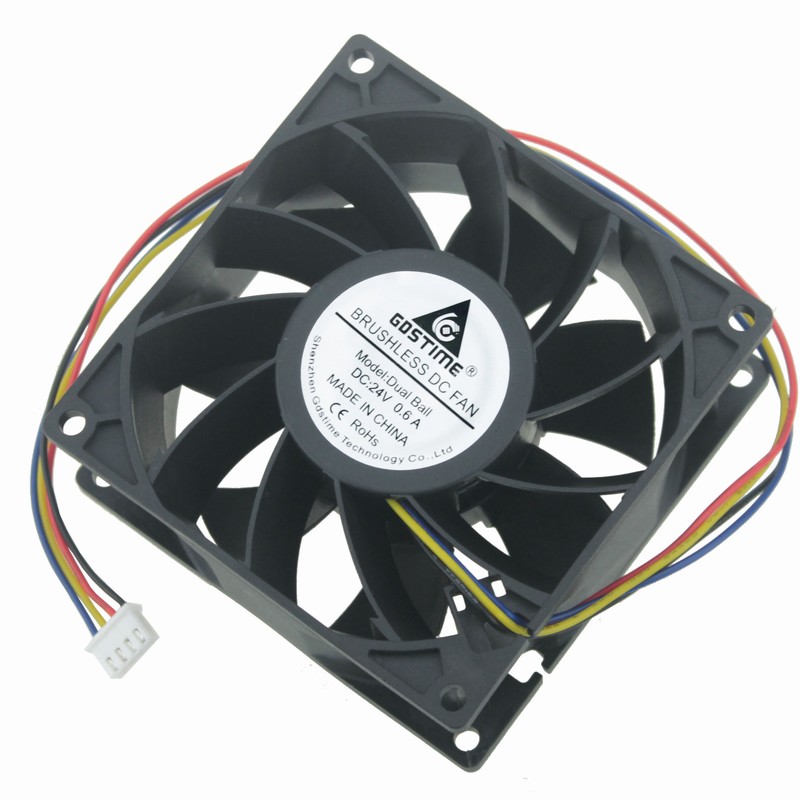 Gdstime 1 Piece DC 24V PC Case CPU Radiator 92x92mm Dual Ball Bearing Brushless Computer Cooling Fan 90mm x 38mm 4 Pin 9cm 9238