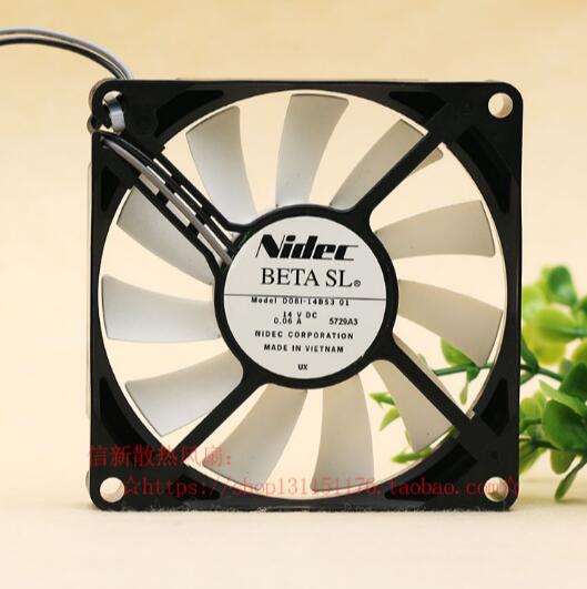 NIDEC D08L-14BS3 01 8CM 14V 0.06A 2 line quiet original head cooling refrigerator fan