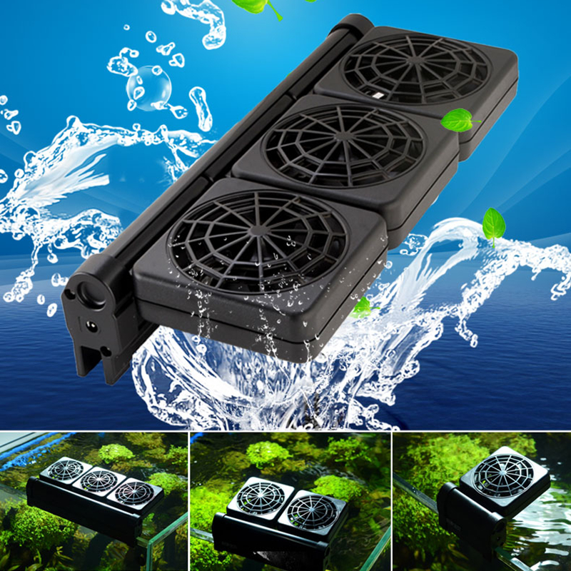 1/2/3/4 Fans Aquarium Chiller Cooling Fan Fish Tank Cold Wind Chiller Temperature Control 2 Adjustable Level Wind 100-240V