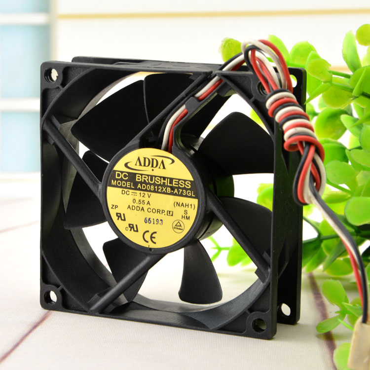 Original ADDA AD0812XB-A73GL 12V 0.55A 8025 8CM 3-wire Chassis Cooling Fan