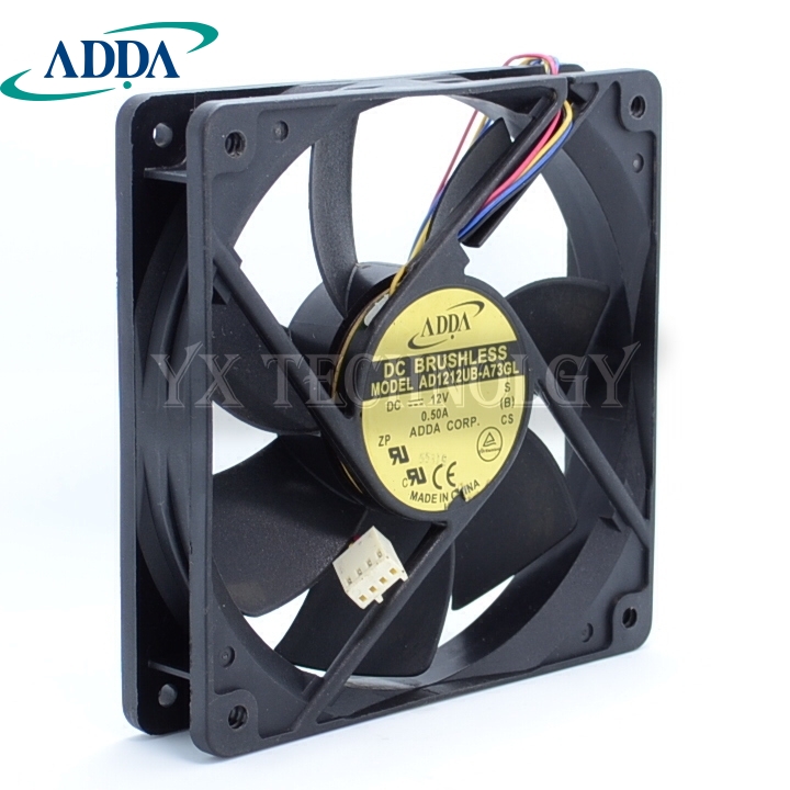 ADDA 120x120x25mm 12 cm AD1212UB-A73GL ball bearing four-wire intelligent temperature control fan for PWM fan 12025 for
