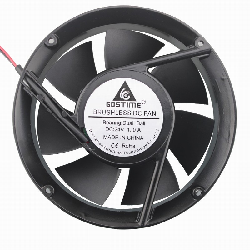 10 pcs Gdstime Metal Case Dual Ball Bearing Industrial DC Cooling Fan 24V 172mm x 51mm Circle Cooler 170mm 50mm 2P 17cm