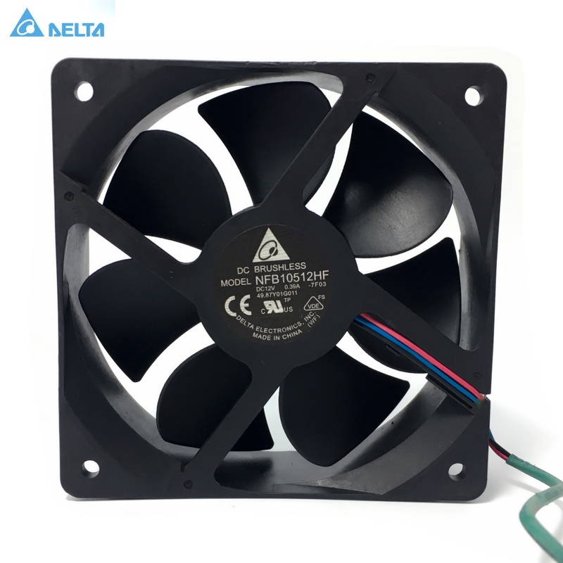  Delta NFB10512HF -7F03 DC 12V 0.39A 3-wire 3-pin connector 70mm 105x105x32mm Server Square Cooling fan