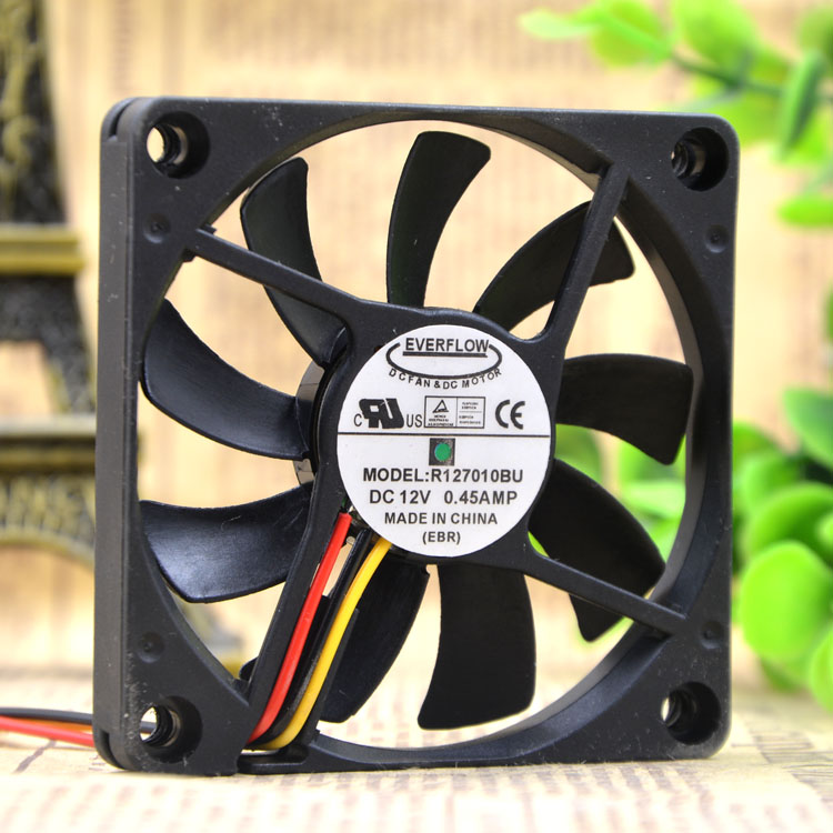 SSEA New cooling fan for EVERFLOW R127010BU 12V 0.45A 7CM PWM double ball bearing 70x70x10mm 3-pin