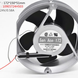 SANYO 109E5724H503 Aluminum frame Double ball fan DC24V 0.58A 172*150*51MM 2pin