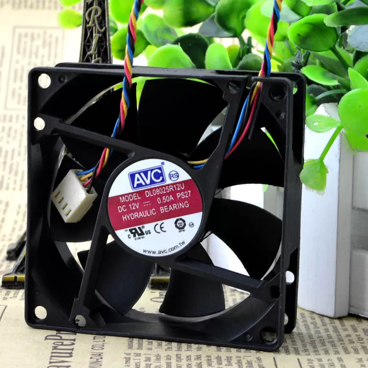 Ventola Di Raffreddamento AVC DL08025R12U – 80x80x25 Mm, 12V, 0.50A, Cuscinetto Idraulico, PWM 4 Pin