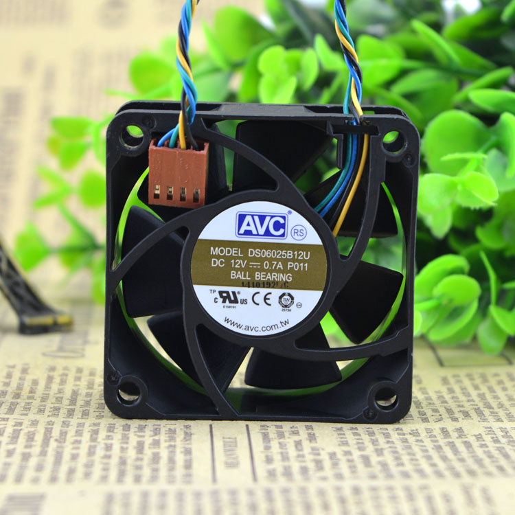 AVC DS06025B12U 60mm 6cm 60*60*25mm DC 12V 0.70A 5200RPM PWM Double ball Bearing server inverter axial cooling fan
