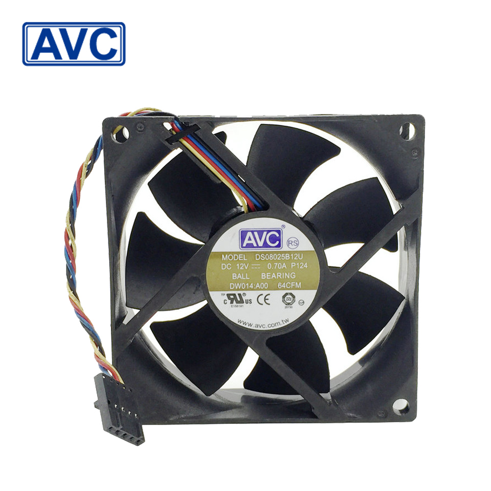 Free Shipping Wholesale AVC DS07015R12L 7CM 7015 12V 0.30A CPU 4 line 4-pin pwm tempreture controller cooling fans
