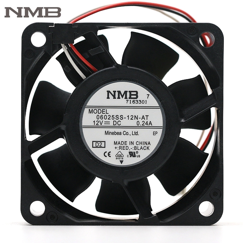 Original NMB 06025SS-12N-AT 6025 12V 0.24A 6cm dual ball cooling fan 23.3CFM 4700RPM