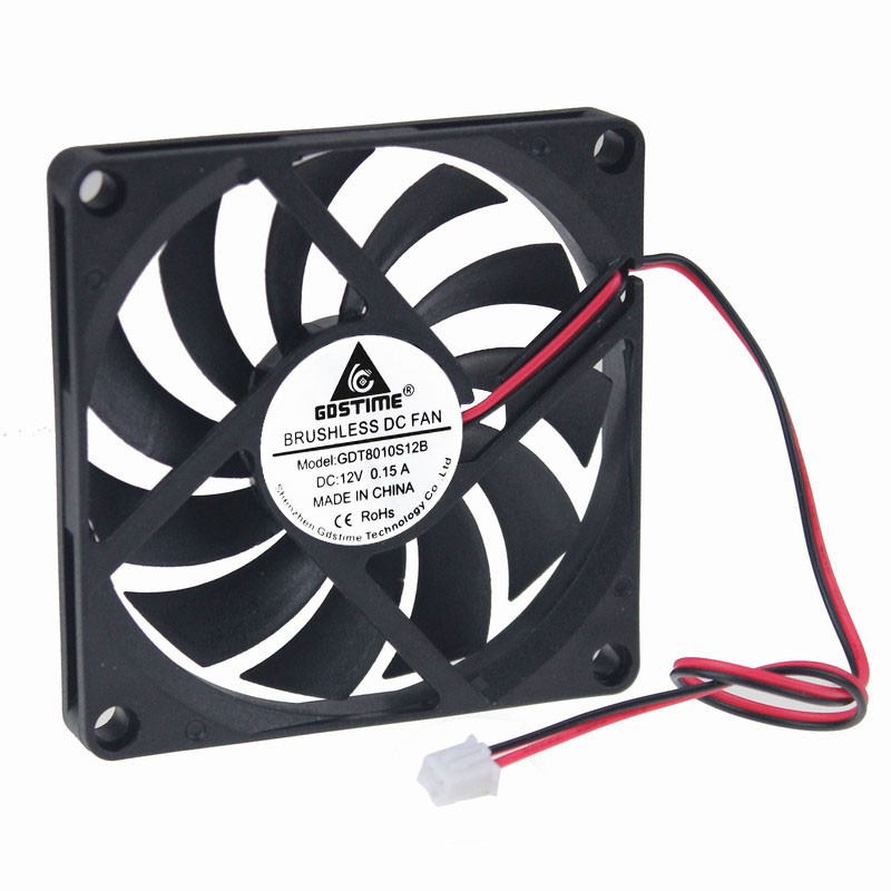 Gdstime 200 pcs 12 Volt 80x80mm 8010 3 inch 8cm DC Brushless Fan 12V 2 Wire PC Cooling Fan 80mm x 10mm 8cm