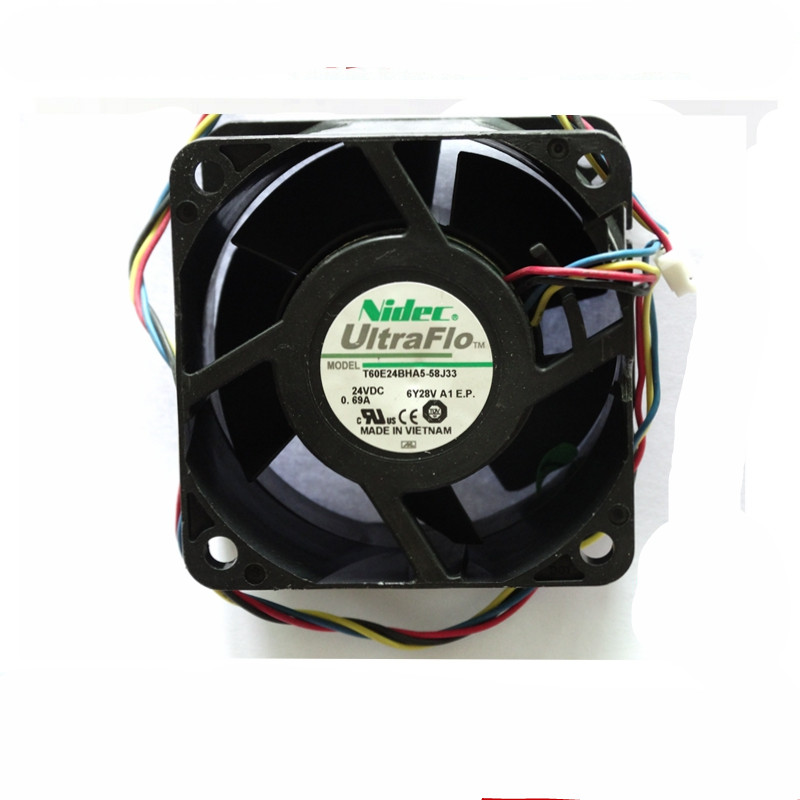 1pcs for NIDEC T60E24BHA5-58J33 DC 24V 0.69A 6038 60 * 60 * 38MM 4-wire cooling fan